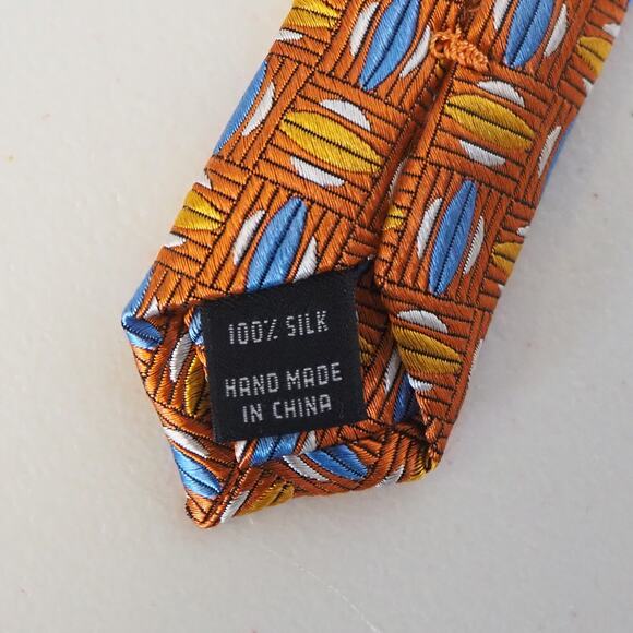 Jos. A. Bank‎ Signature Collection 100% Pure Silk Neckties Gold/Orange/Blue Ties - Picture 7 of 15